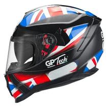 Capacete Gp Tech V128 Com Viseira Solar UK Reino Unido Azul Vermelho 56 Brilho Capacete Gp Tech V128 Com Viseira Solar UK Reino Unido Azul Vermelho 56 Brilho