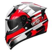 Capacete Gp Tech V128 Flag Com Viseira Solar Vermelho Branco 61 Brilho
