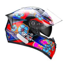 Capacete Gp Tech V128 Flower C/ Viseira Solar-Preto/Azul-60 (G)