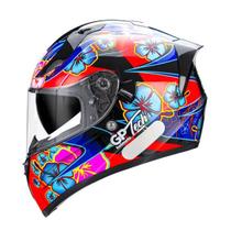 Capacete gp tech v128 flower preto-azul 58