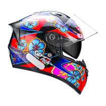 Capacete GP TECH V128 Flower Preto-Azul