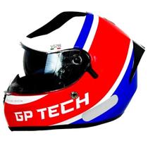 Capacete gp tech v128 start branco-vermelho-azul 60