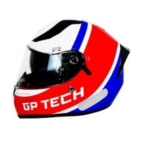 CAPACETE GP TECH V128 START BRANCO/VERMELHO/AZUL n56/P - ACOMPANHA PINLOCK - MASCULINO - FEMININO - MOTOQUEIRO - MOTOCICLISTA - MOTOBOY - URBANO