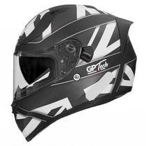 Capacete gp tech v128 uk sv fosco preto-branco 56