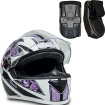 Capacete Gt Femme Tam 60 Branco Com Rosa + Multimídia P Moto - FW3