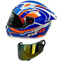 Capacete Gt Racing Bolt Aerofólio Óculos Fw3 Branco + Viseira Dourada FW3 Capacete Gt Racing Bolt Aerofólio Óculos Fw3 Branco + Viseira Dourada FW3