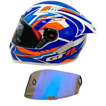 Capacete Gt Racing Bolt Aerofólio Óculos Fw3 Branco + Viseira Revo Azul Transparente FW3 Capacete Gt Racing Bolt Aerofólio Óculos Fw3 Branco + Viseira Revo Azul Transparente FW3