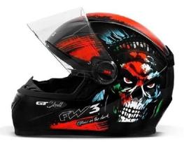 Capacete Gt Skull Caveirapreto Fw3 Viseiracristal Tamanho 58