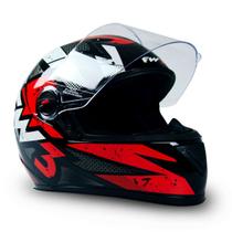 Capacete Gtn Speed Tamanho 58 Preto Vermelho Resistente Com Viseira Fw3 Para Moto Narigueira Fechado