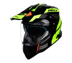 Capacete Helt Cross Vision Glass Dusty Verde Com Óculos Interno Tam 60