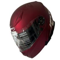 Capacete Hippo Glass Vermelho Fosco Modular 64 Com Oculos HELT