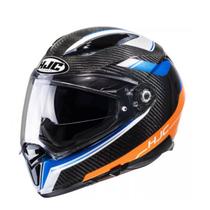 Capacete HJC F70 Carbon Ubis Preto Azul e Laranja 56