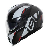 Capacete hjc i90 aventa preto branco e vermelho 63 + intercomunicador