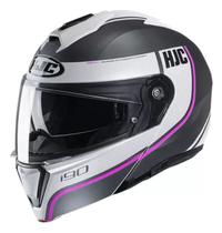 Capacete hjc i90 davan preto branco e rosa 56/s