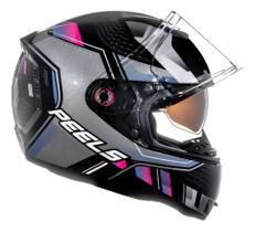 Capacete Icon Force Preto Brilho/cyber Com Óculos Interno