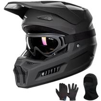 Capacete ILM MT601Y Infantil para Motocross com Óculos e Luvas