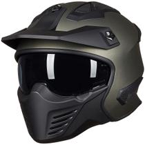 Capacete ILM Open Face Motorcycle 3/4 Half DOT Modelo 726X Verde Capacete ILM Open Face Motorcycle 3/4 Half DOT Modelo 726X Verde