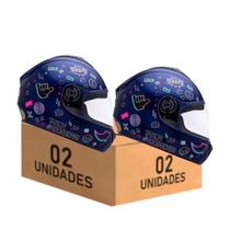 Capacete Infantil Azul Fly Young Hg Live Kit 2 Unidades
