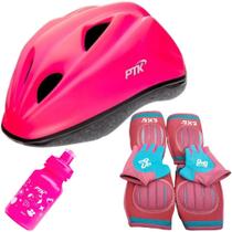 Capacete Infantil Bicicleta + Joelheira + Cotoveleira + Luva + Garrafinha