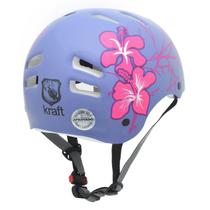 Capacete Infantil Kraft Bike Flor Lilás Skate NBR16175