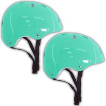 Capacete Infantil Para Skate Patins Bike 2 Unidades Proteção 55cm Verde Ciano