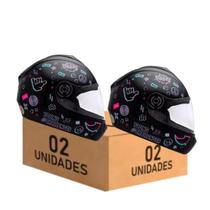 Capacete Infantil Preto Fly Young Hg Live Kit 2 Unidades