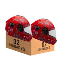 Capacete Infantil Vermelho Fly Young Hg Live Kit 2 Unidades