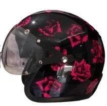 Capacete Kraft Old School Flores Preto E Rosa 58