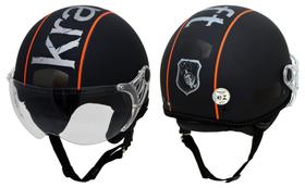 Capacete Kraft Plus Preto Laranja P 56 - Custom Harley