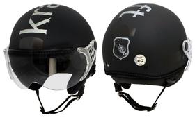 Capacete Kraft Plus Preto Prata M 57 - Harley Custom