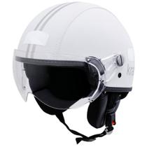 Capacete Kraft Plus Revestido Couro Branco G 58 - Harley