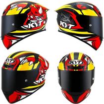 Capacete kyt fechado tt-course rhino dino vermelho amarelo