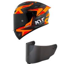 Capacete KYT TT Course Antonelli 2022 Preto e Laranja Mais Viseira Fumê