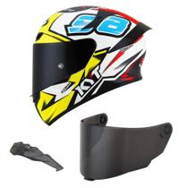 Capacete Kyt Tt Course Bomb 98 Branco Mais Viseira Fumê e Spoiler Fumê