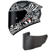 Capacete KYT TT Course Espargaro Winter Test 2020 Preto e Branco Fosco Mais Viseira Fumê