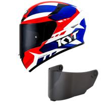 Capacete KYT TT Course Gear Azul e Vermelho Mais Viseira Fumê