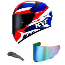 Capacete KYT TT Course Gear Azul Mais Viseira Camaleão e Spoiler Fumê