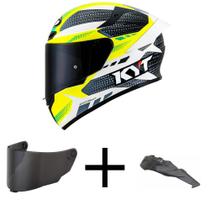 Capacete KYT TT Course Gear Preto e Amarelo Mais Viseira Fumê e Spoiler Fumê