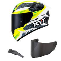 Capacete KYT TT Course Gear Preto e Amarelo Mais Viseira Fumê e Spoiler Fumê