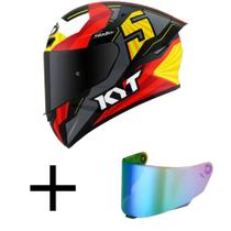 Capacete KYT TT Course Jaume Masia Flux Cinza e Vermelho Mais Viseira Camaleão Capacete KYT TT Course Jaume Masia Flux Cinza e Vermelho Mais Viseira Camaleão