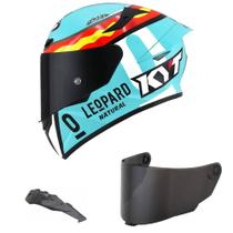 Capacete KYT TT Course Jaume Masia Leopardo Azul Mais Viseira Fumê e Spoiler Fumê