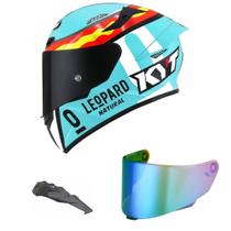 Capacete KYT TT Course Jaume Masia Leopardo Mais Viseira Camaleão e Spoiler Fumê