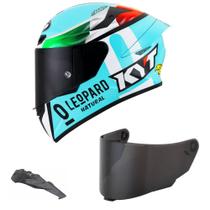 Capacete Kyt Tt Course Leopard Dennis Fogia Mais Viseira Fumê e Spoiler Fumê