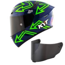 Capacete KYT TT Course Manzi Azul e Verde Mais Viseira Fumê