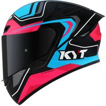 Capacete KYT TT Course Overtech Preto Azul e Rosa Capacete KYT TT Course Overtech Preto Azul e Rosa