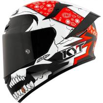 Capacete KYT TT Course Pirate Preto Branco e Vermelho Capacete KYT TT Course Pirate Preto Branco e Vermelho
