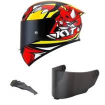 Capacete KYT TT Course Rhino Preto e Vermelho Mais Viseira Fumê e Spoiler Fumê