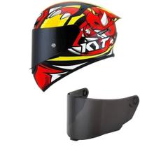 Capacete KYT TT Course Rhino Preto e Vermelho Mais Viseira Fumê