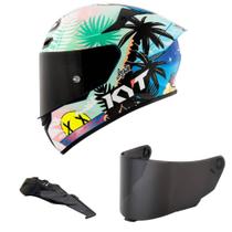 Capacete KYT TT Course Riccardo Rossi Barcelona Mais Viseira Fumê e Spoiler Fumê Capacete KYT TT Course Riccardo Rossi Barcelona Mais Viseira Fumê e Spoiler Fumê