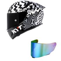 Capacete KYT TT Course Sava Winter Preto e Branco Mais Viseira Camaleão Tamanho:60